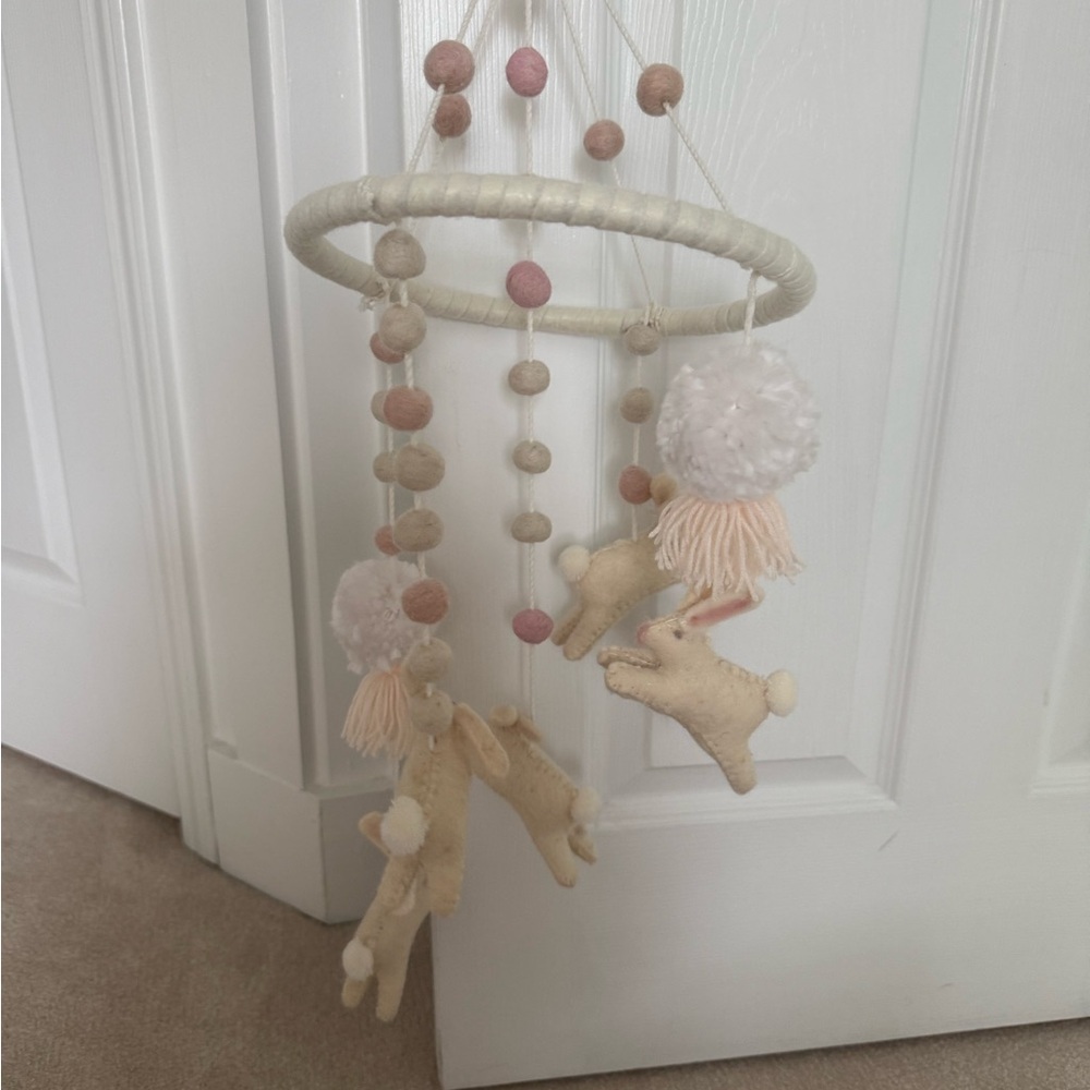 Mud Pie Cream and Blush Bunny Crib Mobile